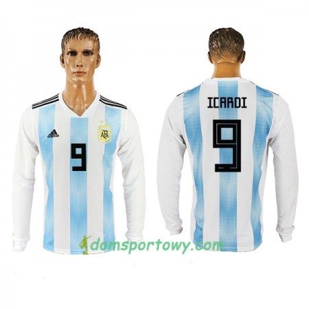 Koszulka Argentyna Icardi 9 Domowe Koszulki Piłkarskie Mistrzostwa Świata 2018 Długi Rękaw